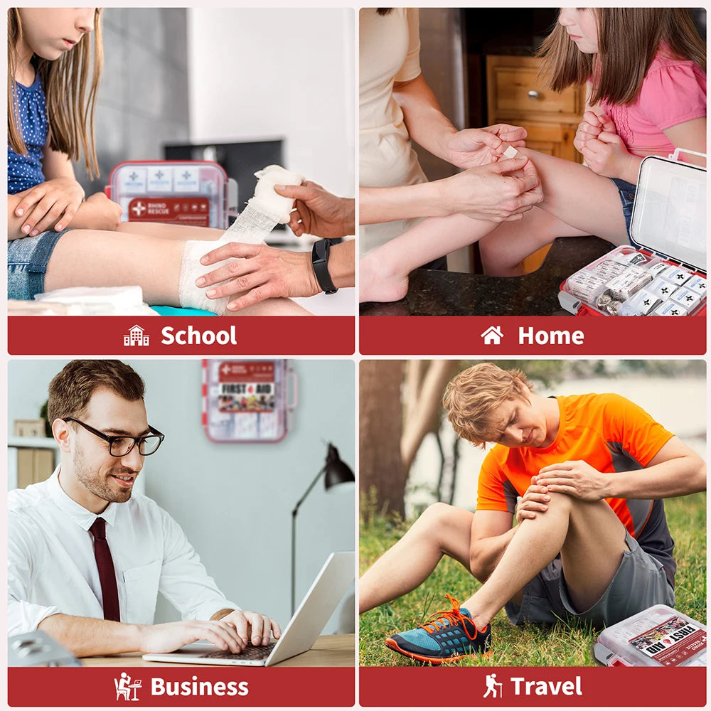 All-Purpose First Aid Kit, RHINO RESCUE 350pcs OSHA Home & Office Professional Medical Supplies